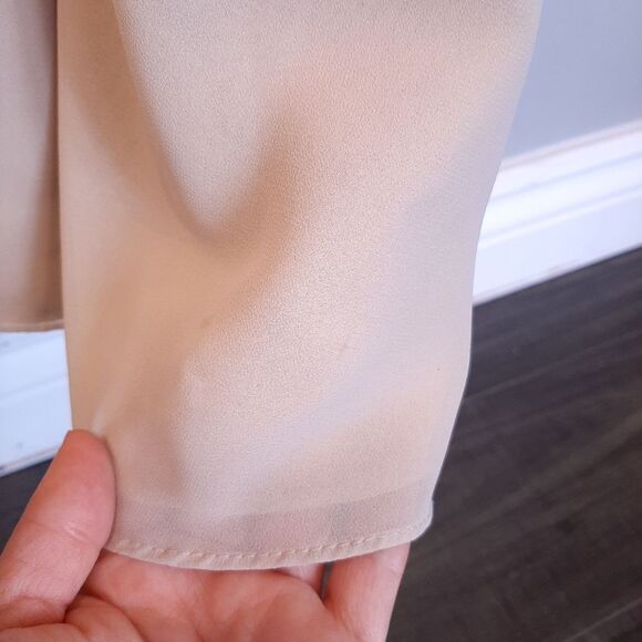 💠BELLA FORMALS Nude Draped Neck Beaded Waist A-Line Prom Wedding Dress - Picture 13 of 15